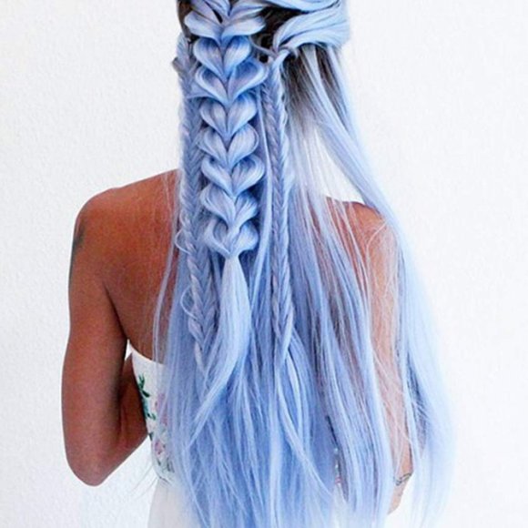 Ombre Ice Blue Lace Front Wigs - Picture 6 of 6